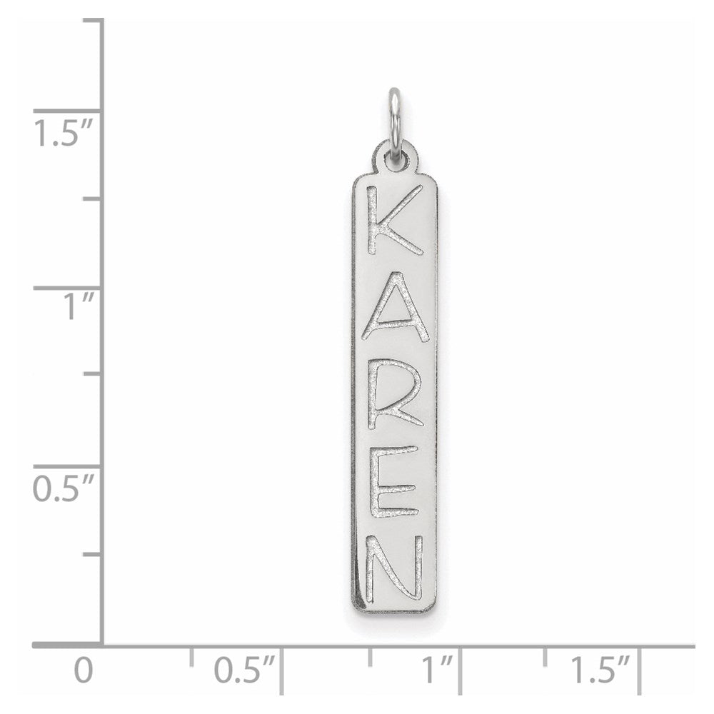 10K White Gold Large Vertical Bar Engravable Charm Pendant Jewelry Gifts (Length 1.29" Width 0.23")