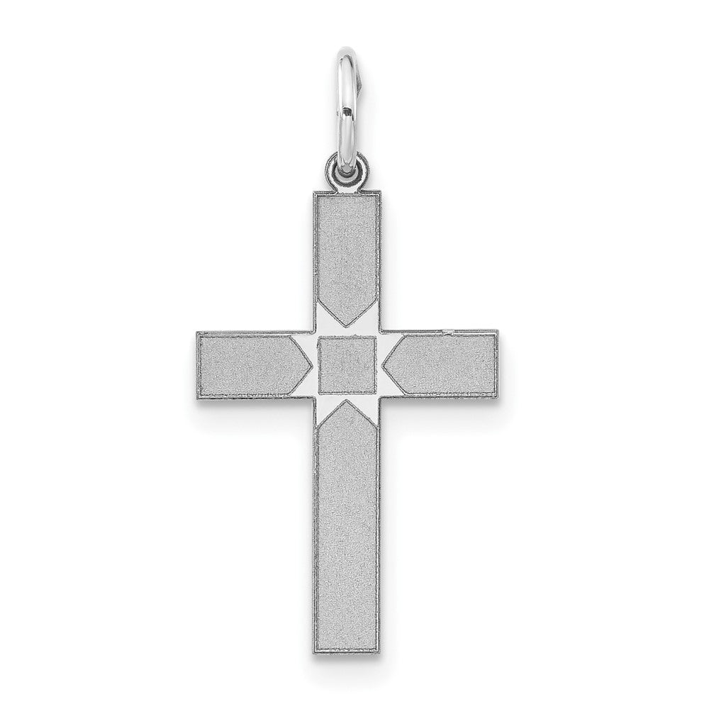14k White Gold Laser Designed Crucifix CrossEngravable Charm Pendant Jewelry Gifts (Length 1.03" Width 0.52")