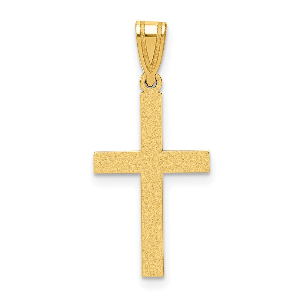 14k Yellow Gold Sandblasted Crucifix CrossEngravable Charm Pendant Jewelry Gifts (Length 0.98" Width 0.47")