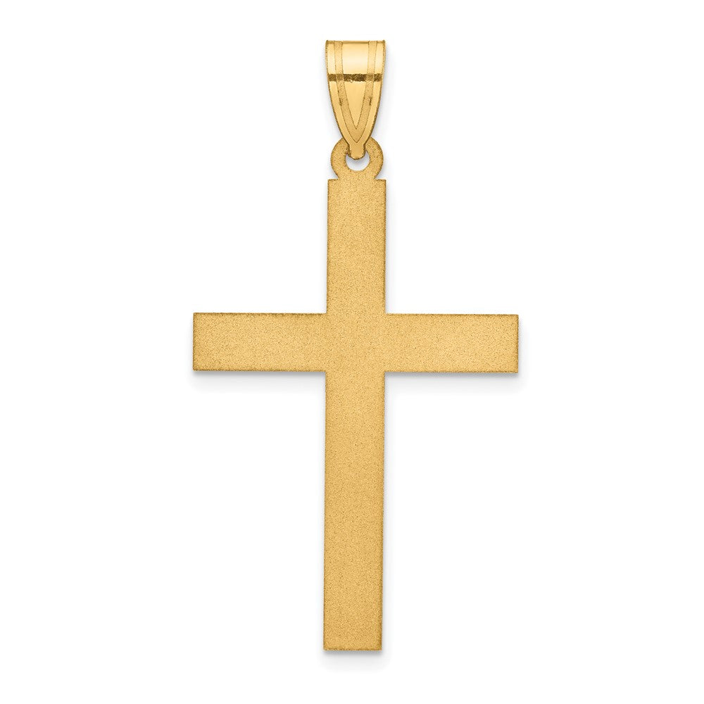 14k Yellow Gold Sandblasted Crucifix CrossEngravable Charm Pendant Jewelry Gifts (Length 1.48" Width 0.82")