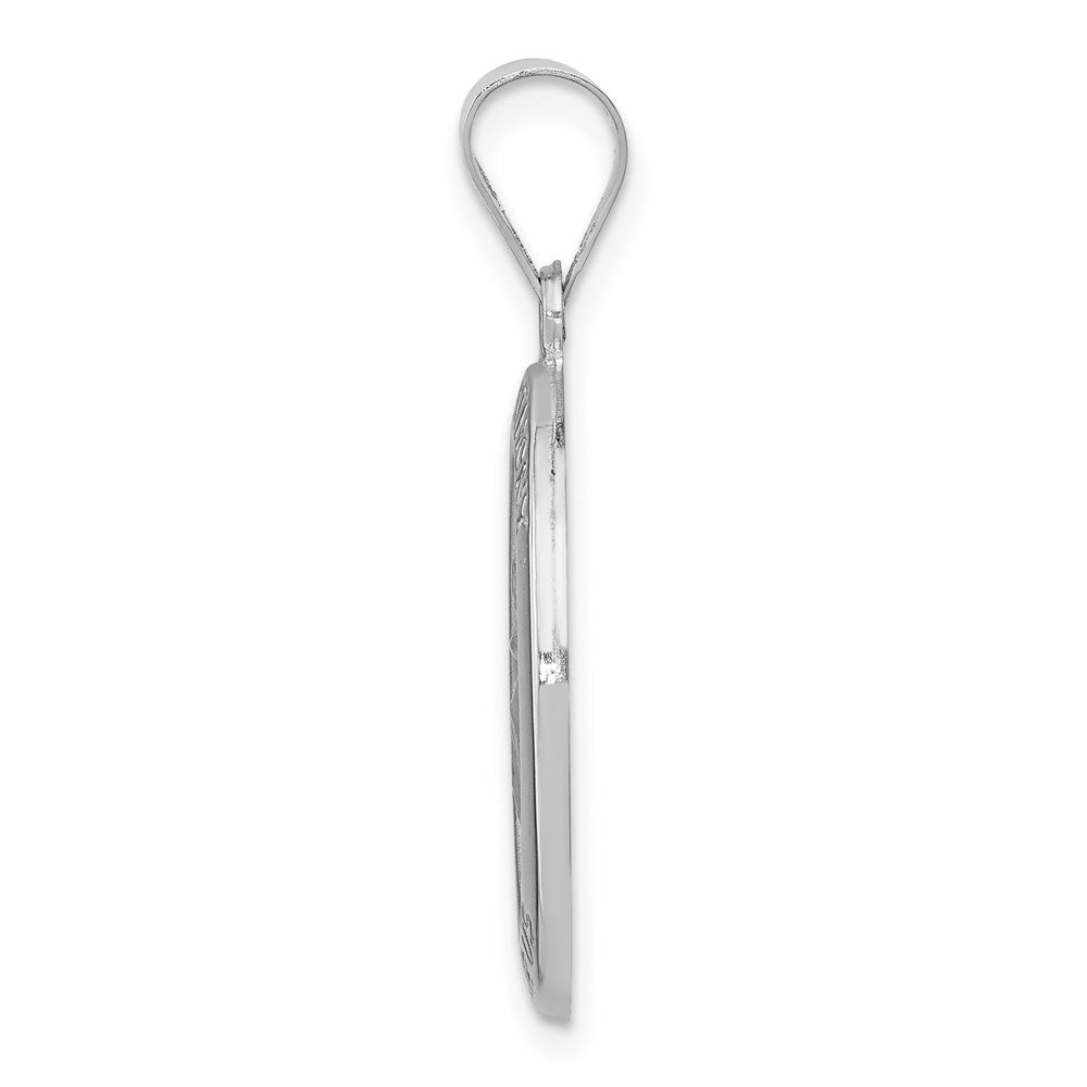 14k White Gold Polished Satin St. Anthony Medal Hollow Engravable Charm Pendant Jewelry Gifts (Length 1.13" Width 0.56")