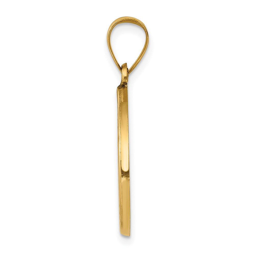 14k Yellow Gold Polished and Satin St John Baptist Medal Hollow Engravable Charm Pendant Jewelry Gifts (Length 1.07" Width 0.74")
