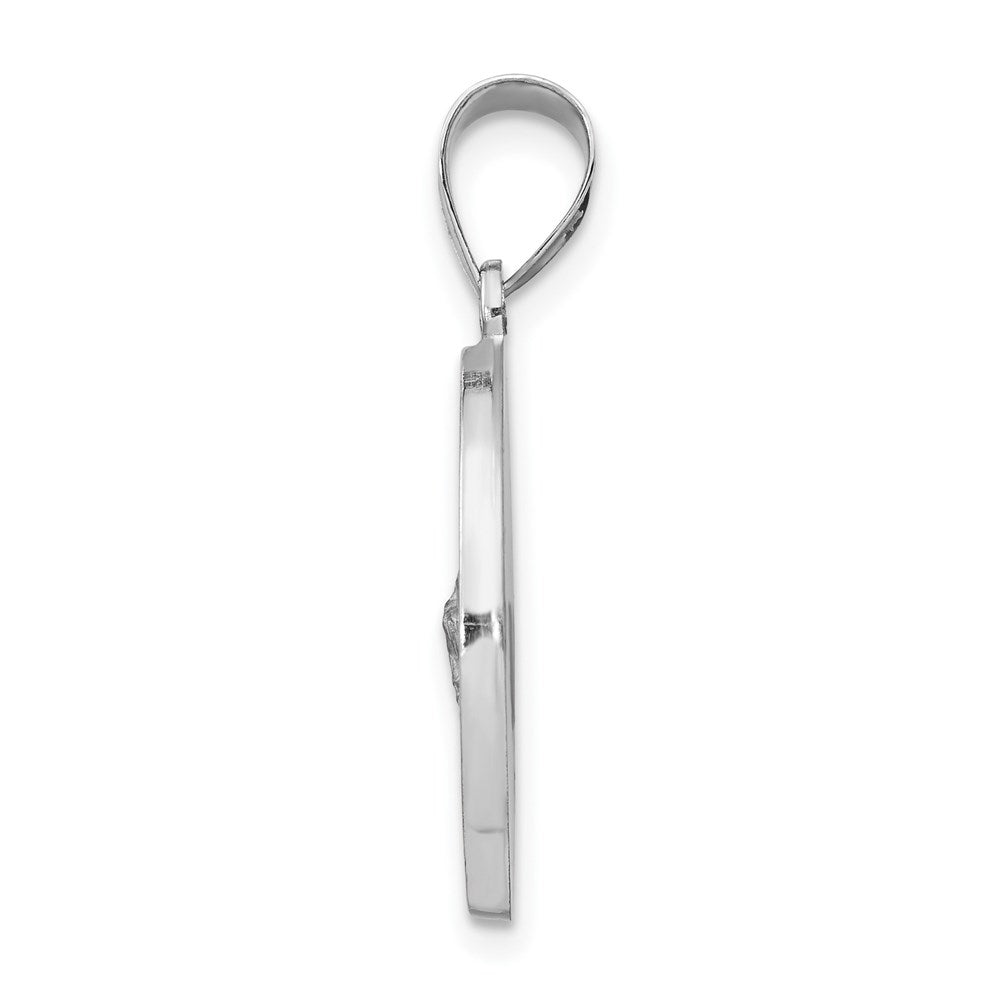 14k White Gold Polish Satin St Jude Thaddeus Medal Hollow Engravable Charm Pendant Jewelry Gifts (Length 1.05" Width 0.74")