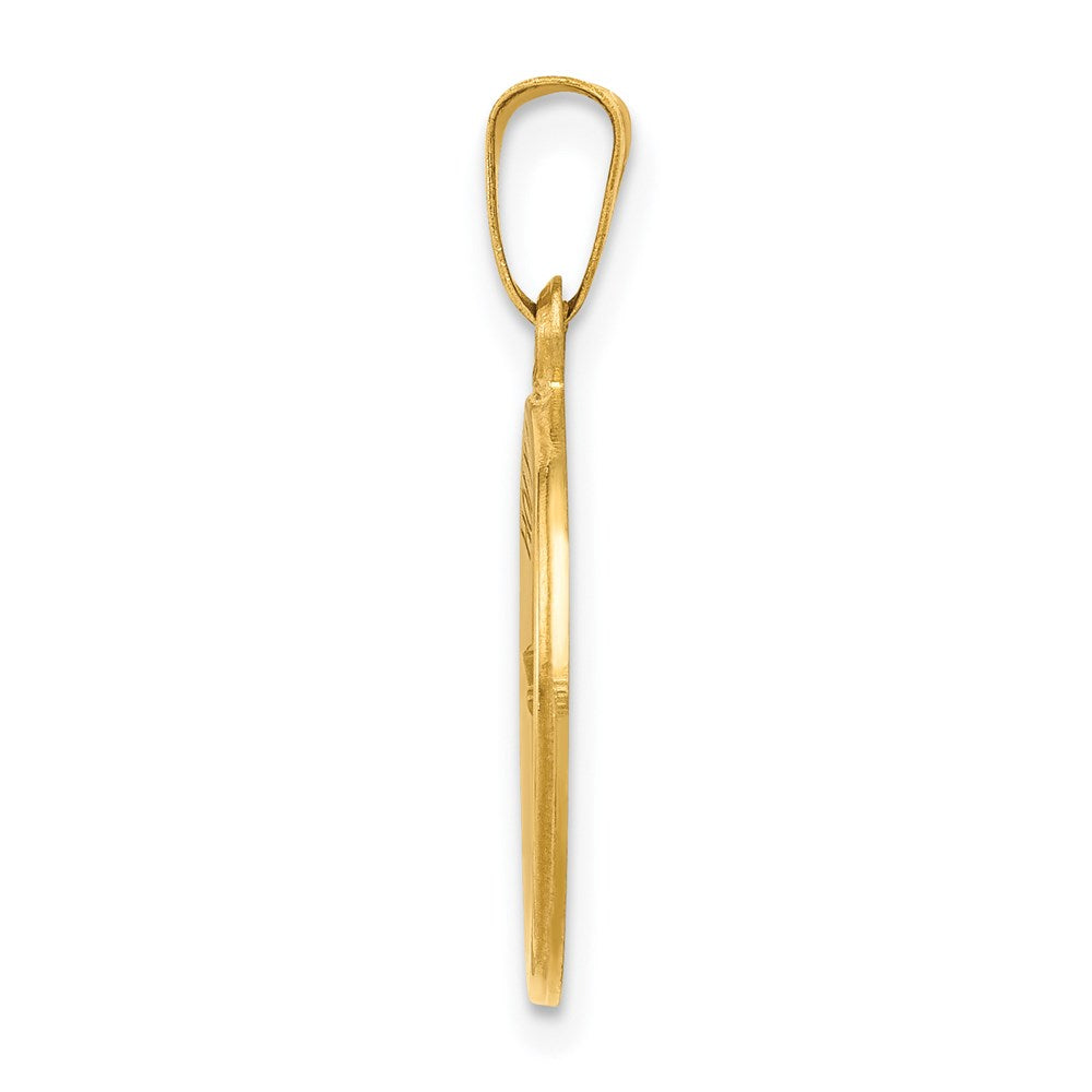 14k Yellow Gold Polished and Satin Holy Communion Medal Hollow Engravable Charm Pendant Jewelry Gifts (Length 0.66" Width 0.59")