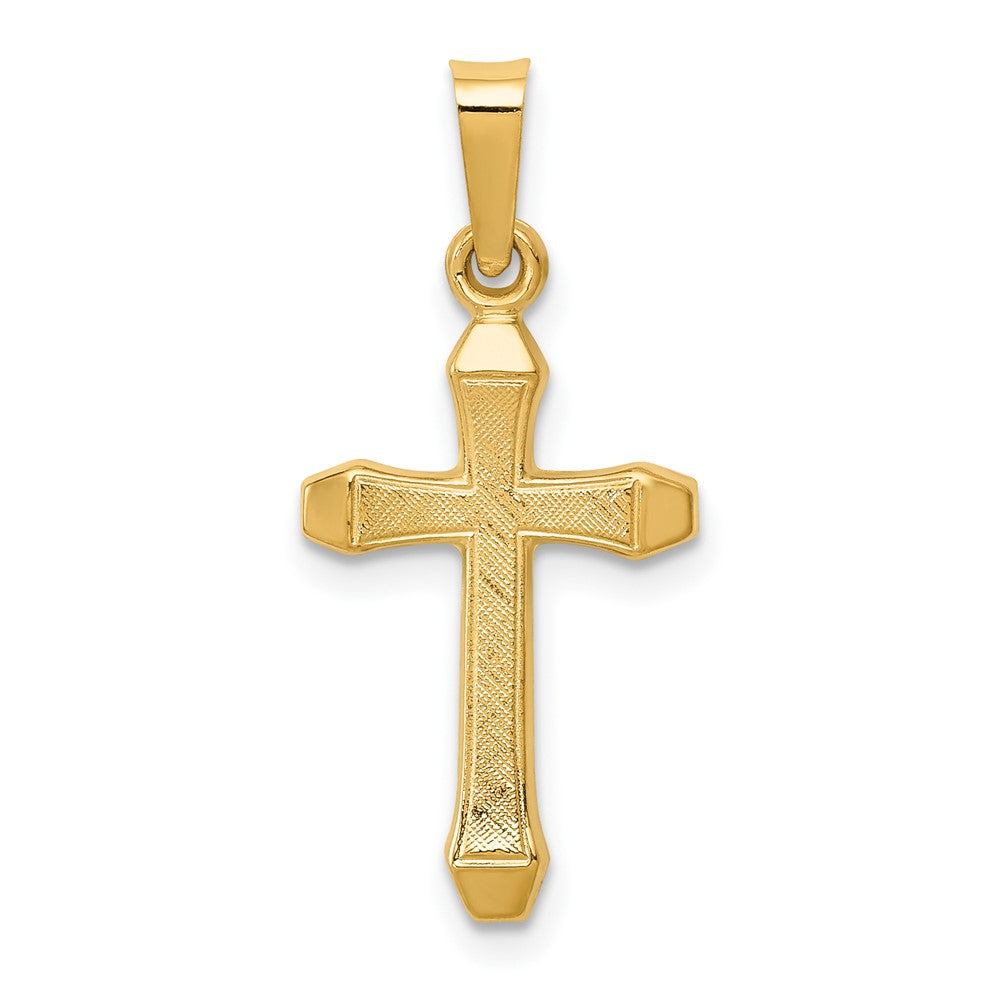 14k Yellow Gold Textured and Polished Latin Crucifix CrossEngravable Charm Pendant Jewelry Gifts (Length 1.03" Width 0.47")