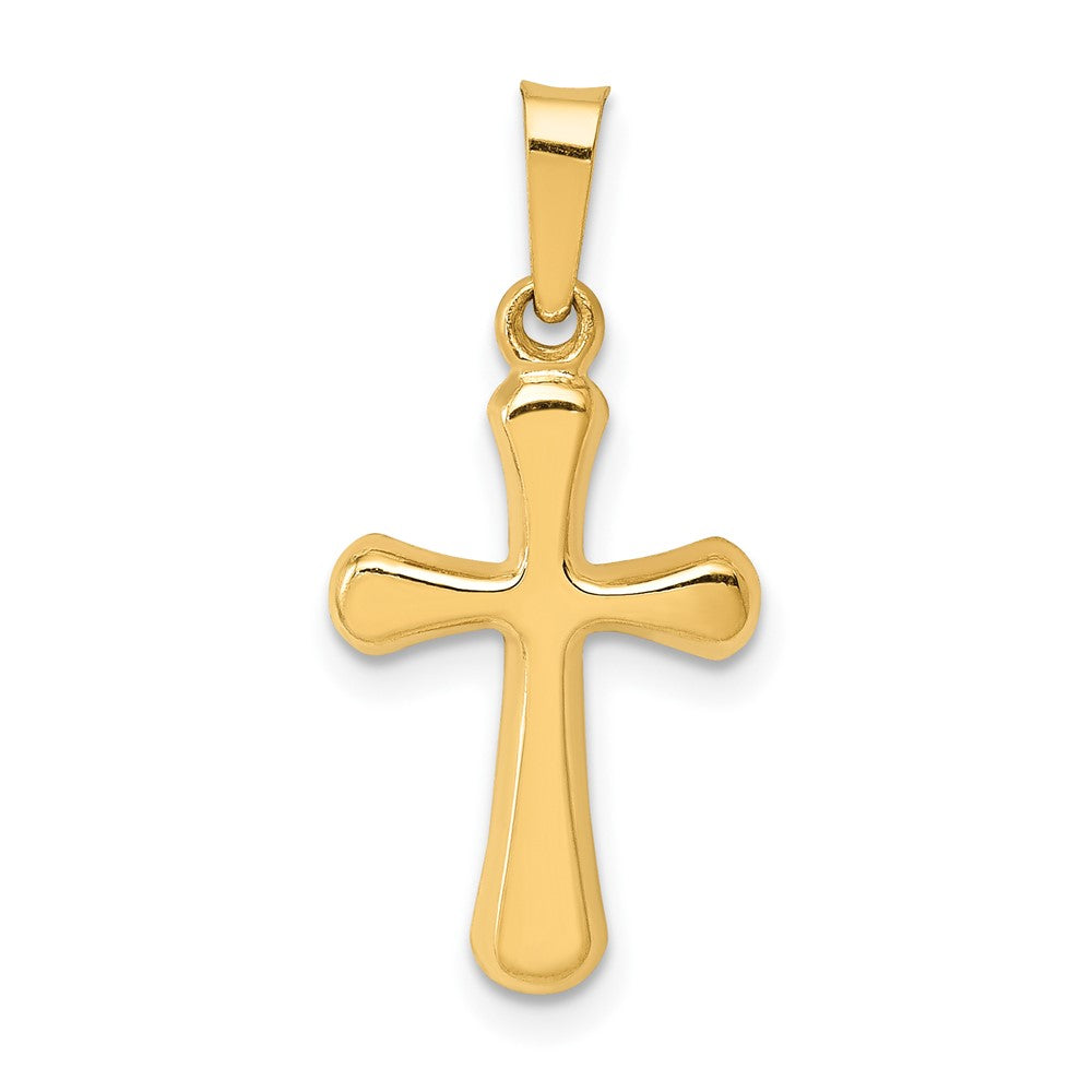14k Yellow Gold Polished Rounded Crucifix CrossEngravable Charm Pendant Jewelry Gifts (Length 0.91" Width 0.43")