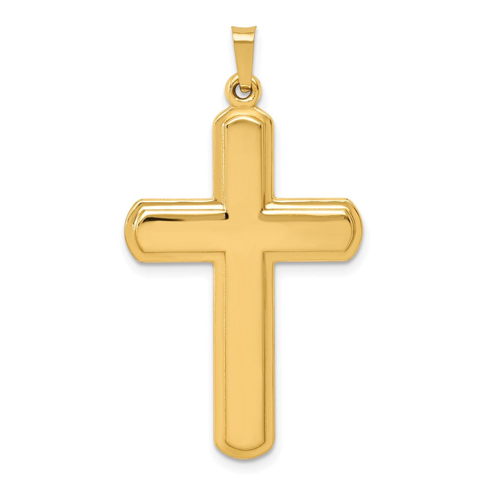 14k Yellow Gold Polished Latin Crucifix CrossEngravable Charm Pendant Jewelry Gifts (Length 1.49" Width 0.85")