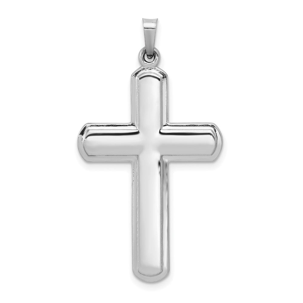 14k White Gold Polished Latin Crucifix CrossEngravable Charm Pendant Jewelry Gifts (Length 1.5" Width 0.84")
