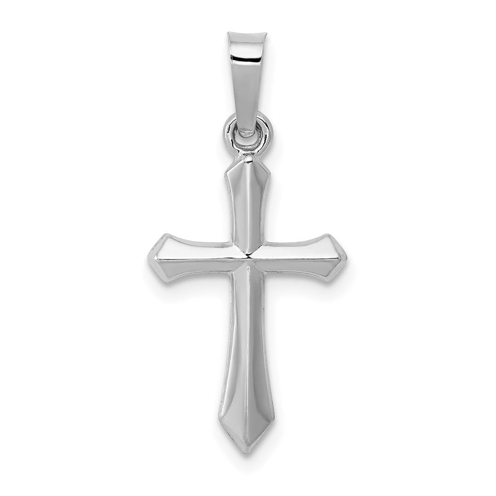 14k White Gold Polished Crucifix CrossEngravable Charm Pendant Jewelry Gifts (Length 0.93" Width 0.44")