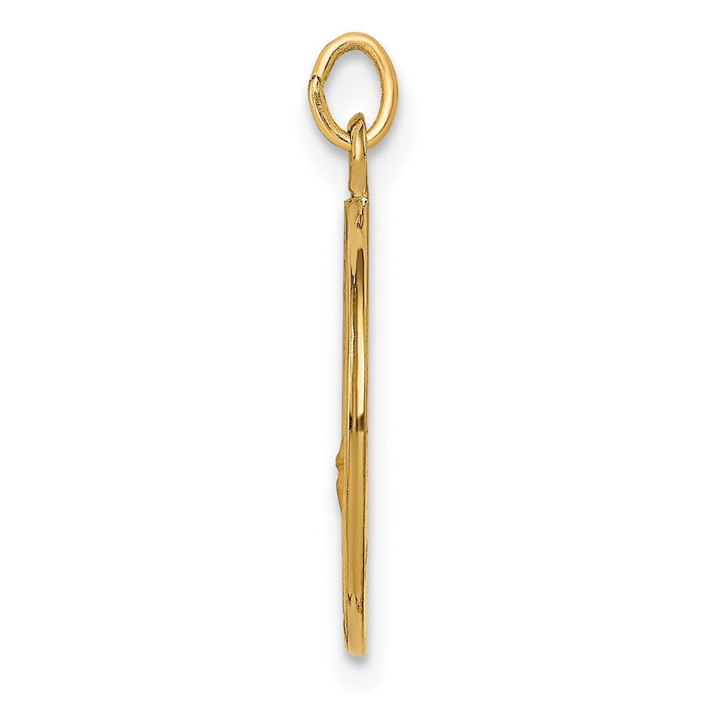 14k Yellow Gold Polished Satin Small St. Florian Medal Engravable Charm Pendant Jewelry Gifts (Length 0.76" Width 0.59")