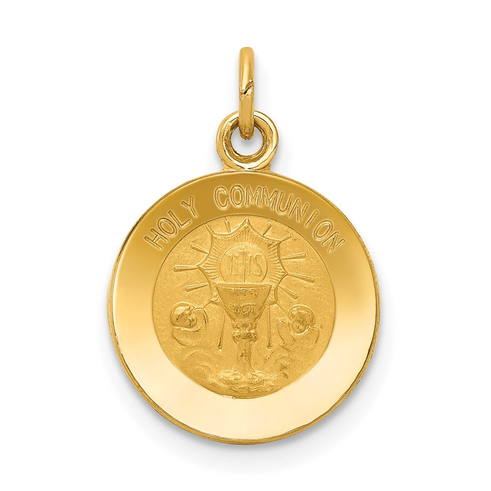 14k Yellow Gold Holy CommunionEngravable Charm Pendant Jewelry Gifts (Length 0.62" Width 0.47")