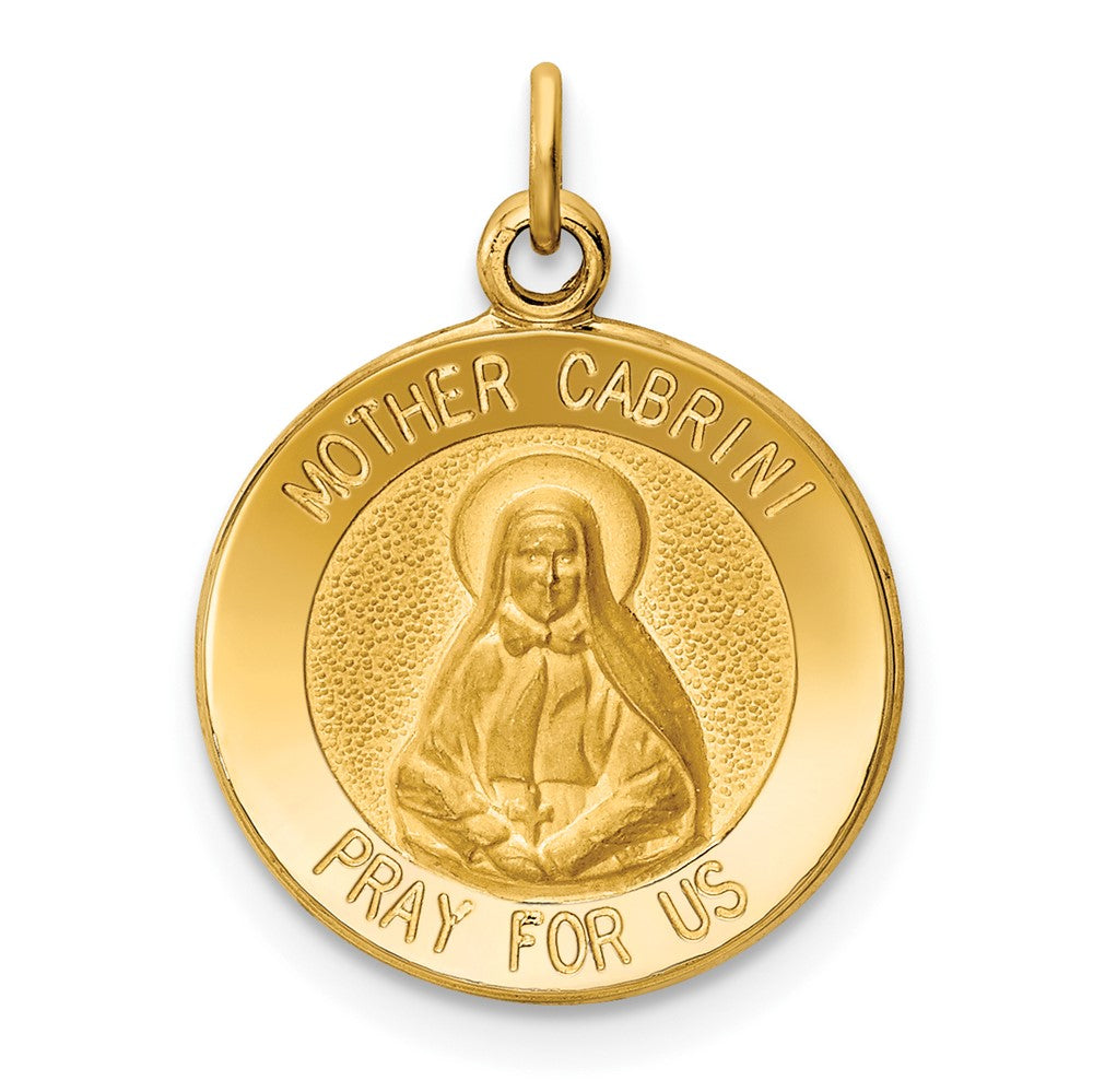 14k Yellow Gold Mother Cabrini Medal Engravable Charm Pendant Jewelry Gifts (Length 0.77" Width 0.59")