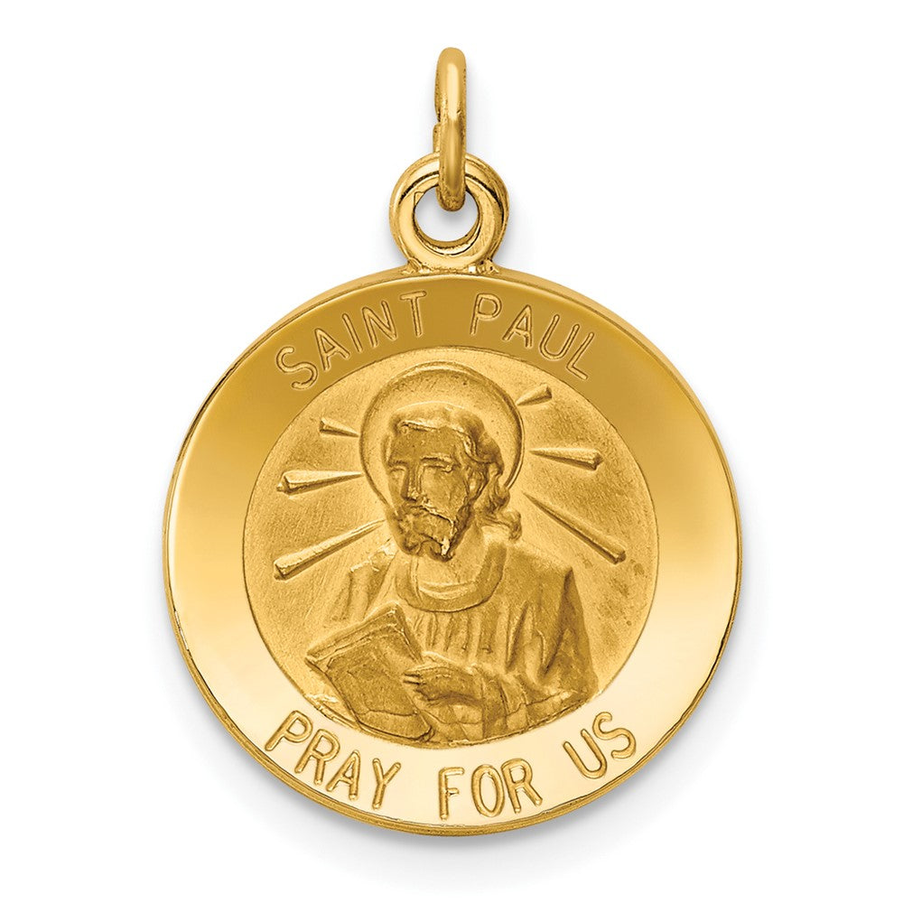 14k Yellow Gold Saint Paul Medal Engravable Charm Pendant Jewelry Gifts (Length 0.9" Width 0.59")