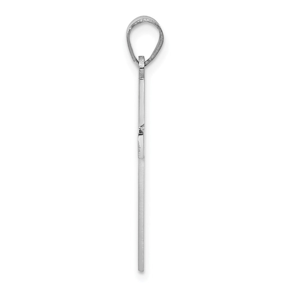 14k White Gold Floral Crucifix CrossEngravable Charm Pendant Jewelry Gifts (Length 1.13" Width 0.55")