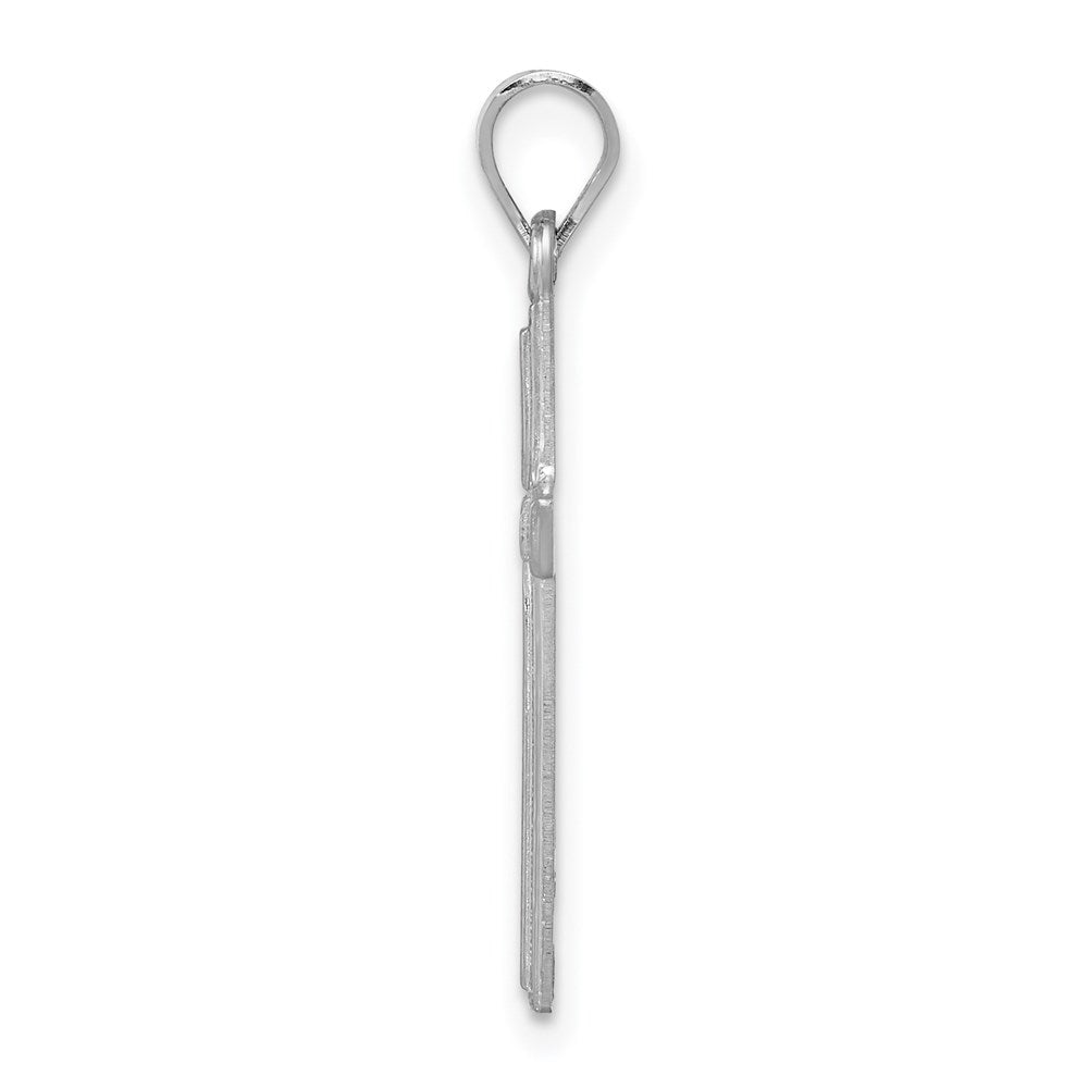 14k White Gold Hollow Crucifix CrossEngravable Charm Pendant Jewelry Gifts (Length 0.94" Width 0.47")