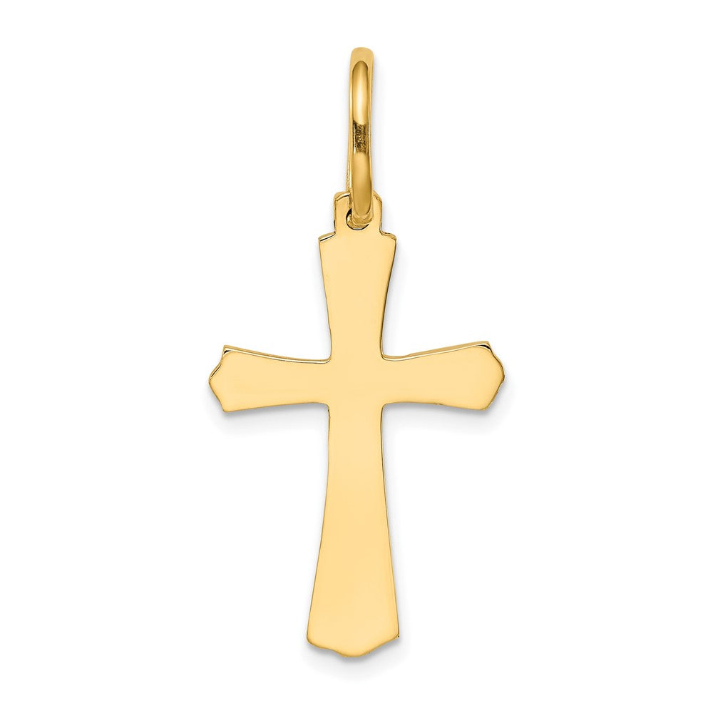 14k Yellow Gold Polished Crucifix CrossEngravable Charm Pendant Jewelry Gifts (Length 1.17" Width 0.66")