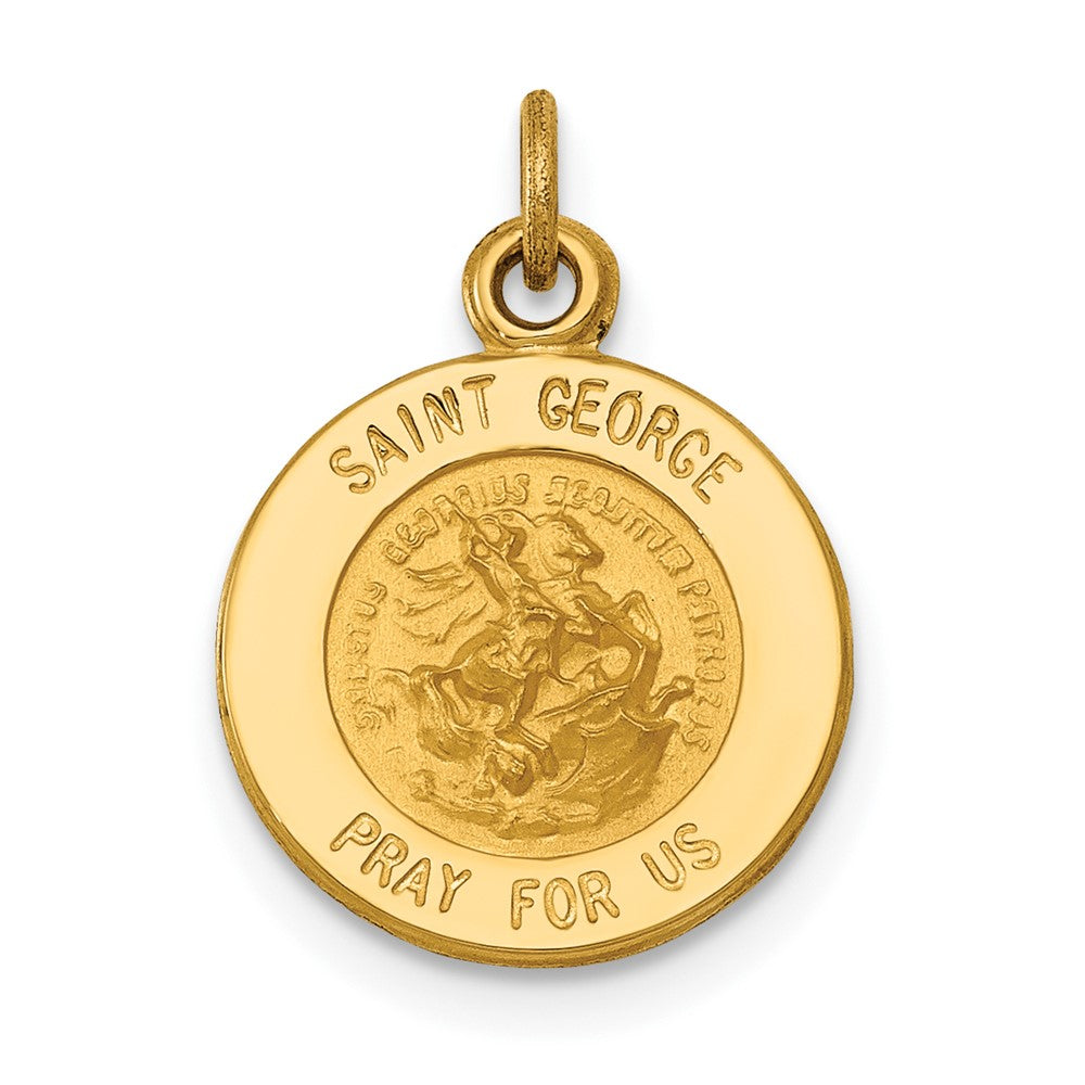 14k Yellow Gold Saint George Medal Engravable Charm Pendant Jewelry Gifts (Length 0.68" Width 0.5")