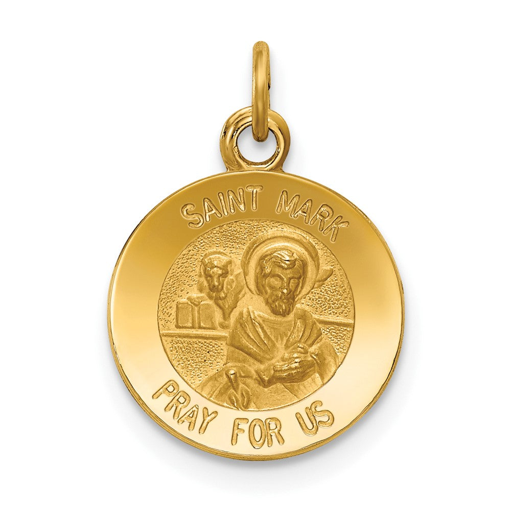 14k Yellow Gold Saint Mark Medal Engravable Charm Pendant Jewelry Gifts (Length 0.69" Width 0.49")