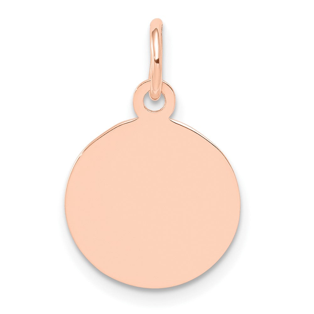 14K Rose Gold Plain .009 Gauge Circular Disc Engravable Charm Pendant Jewelry Gifts (Length 0.74" Width 0.47")