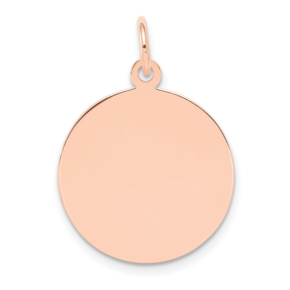 14K Rose Gold Plain .035 Gauge Circular Disc Engravable Charm Pendant Jewelry Gifts (Length 0.98" Width 0.7")