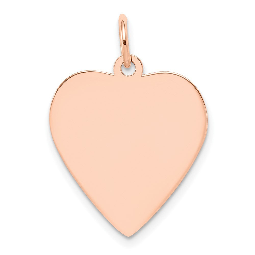 14K Rose Gold Plain .027 Gauge Heart Disc Engravable Charm Pendant Jewelry Gifts (Length 0.94" Width 0.78")