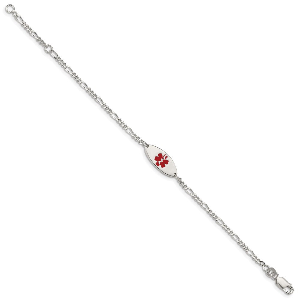 Engravable 925 Sterling Silver Enameled Medical Jewelry Bracelet Length 7 inches Width 2 mm With Lobster Claw Clasp