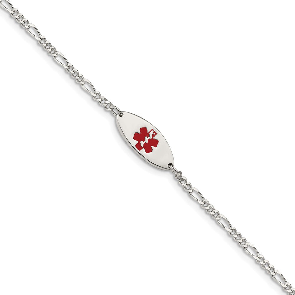 Engravable 925 Sterling Silver Enameled Medical Jewelry Bracelet Length 7 inches Width 2 mm With Lobster Claw Clasp