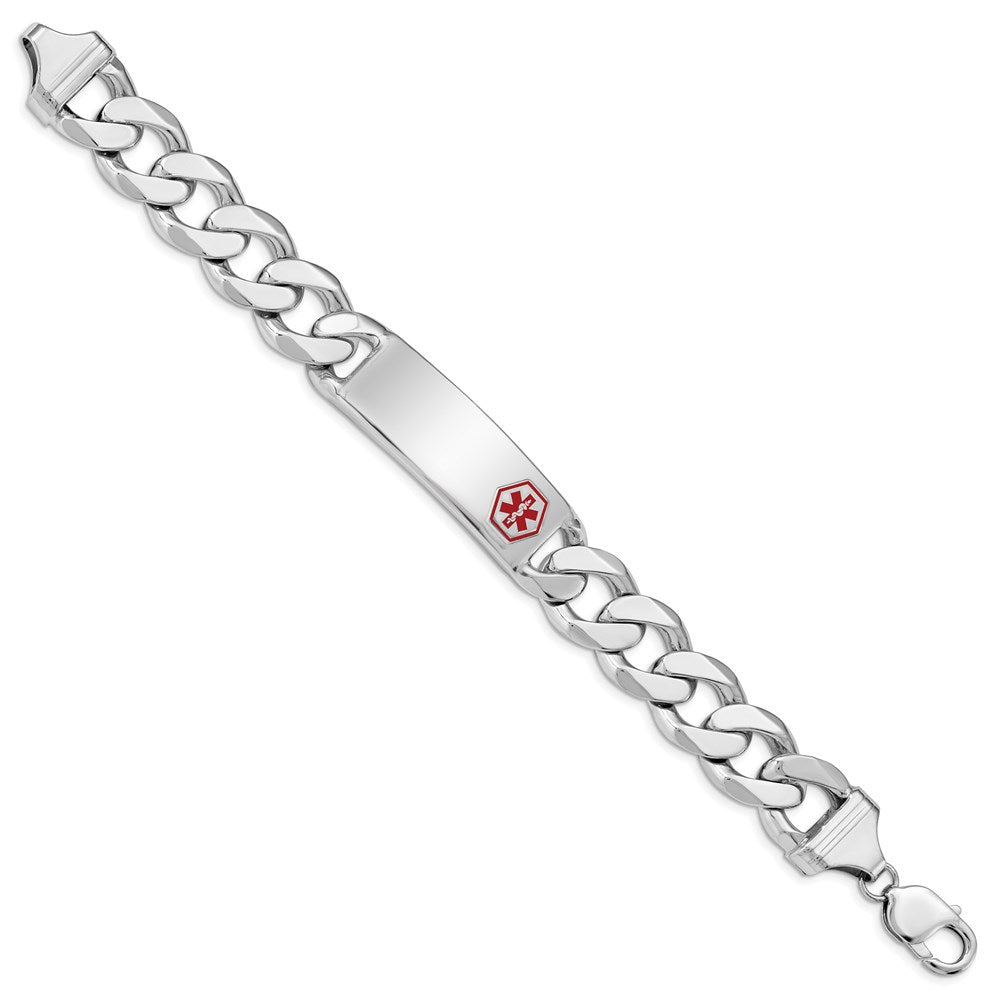 Polished Engravable 925 Sterling Silver Medical ID Curb Link Bracelet For Men Length 8 inches Width 1 mm With Lobster Claw Clasp