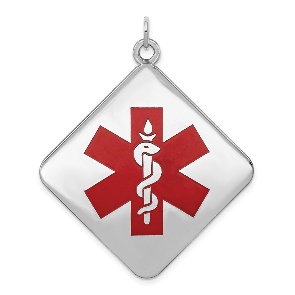925 Sterling Silver Medical Jewelry Engravable Charm Pendant Jewelry Gifts (Length 1.56" Width 1.37")