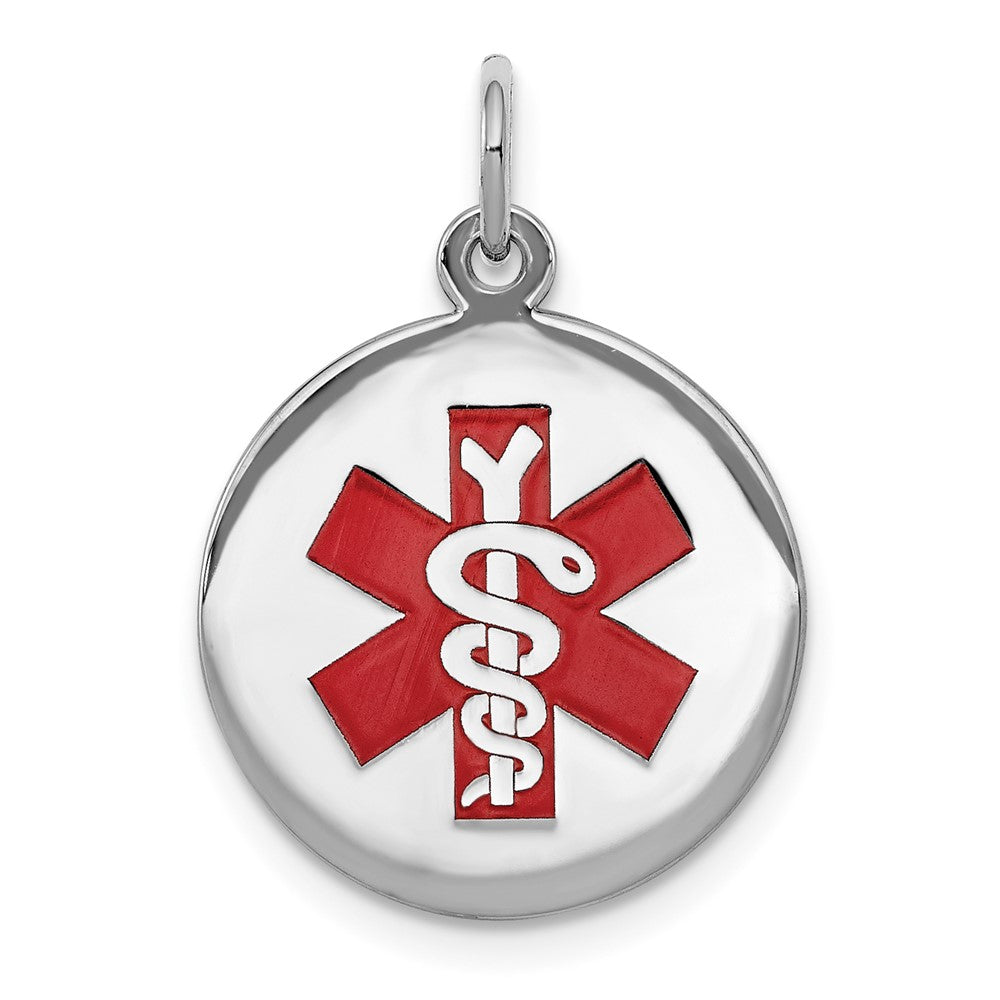 925 Sterling Silver Medical Jewelry Engravable Charm Pendant Jewelry Gifts (Length 0.73" Width 0.62")