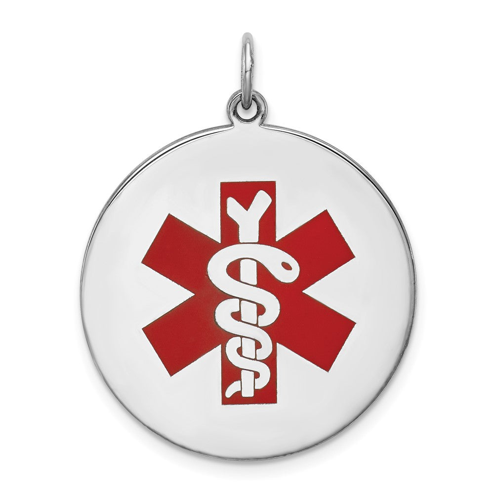 925 Sterling Silver Medical Jewelry Engravable Charm Pendant Jewelry Gifts (Length 1.09" Width 0.99")