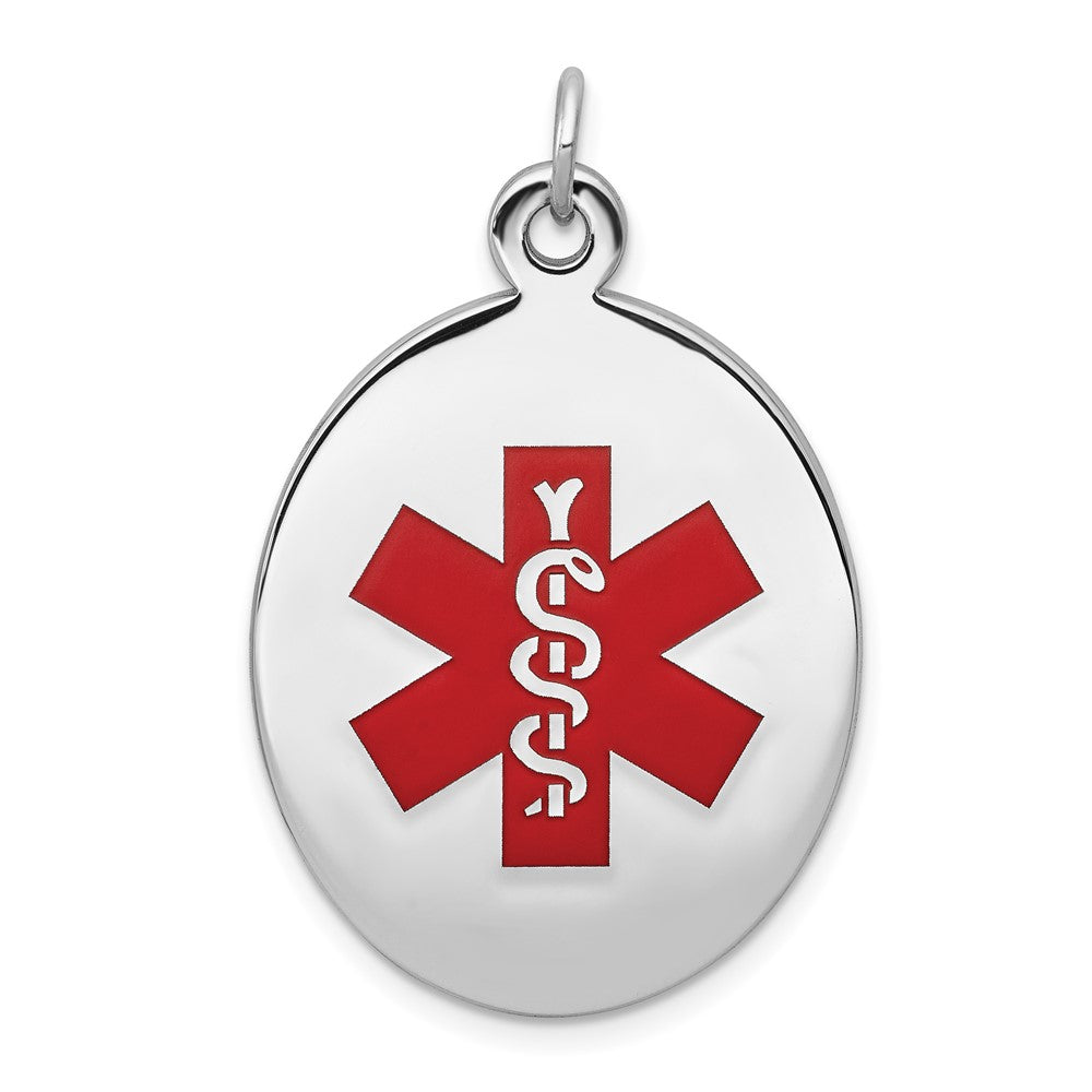 925 Sterling Silver Medical Jewelry Engravable Charm Pendant Jewelry Gifts (Length 1.21" Width 0.86")