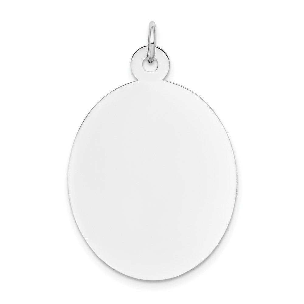 14k White Gold Plain .027 Gauge Oval Disc Engravable Charm Pendant Jewelry Gifts (Length 1.33" Width 0.86")