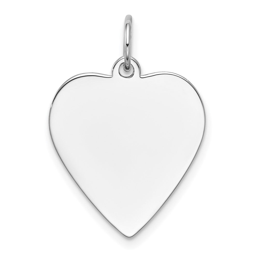 14k White Gold Plain .018 Gauge Heart Engravable Charm Pendant Jewelry Gifts (Length 0.94" Width 0.7")