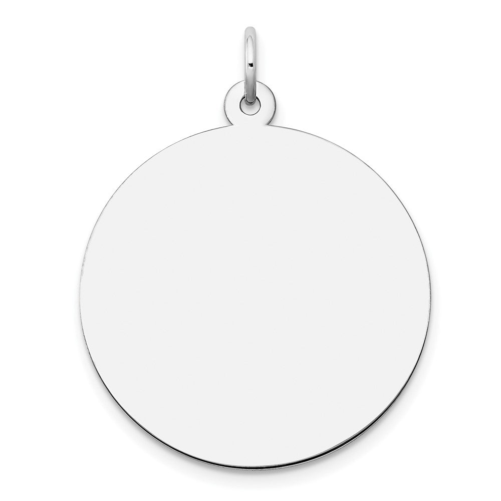 14k White Gold Plain .035 Gauge Round Disc Engravable Charm Pendant Jewelry Gifts (Length 1.09" Width 0.94")