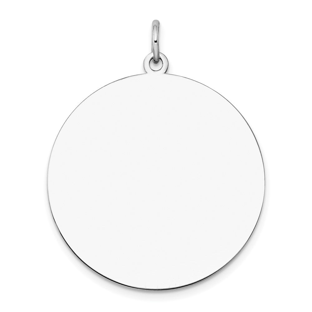 14k White Gold Plain .018 Gauge Round Disc Engravable Charm Pendant Jewelry Gifts (Length 1.13" Width 0.98")