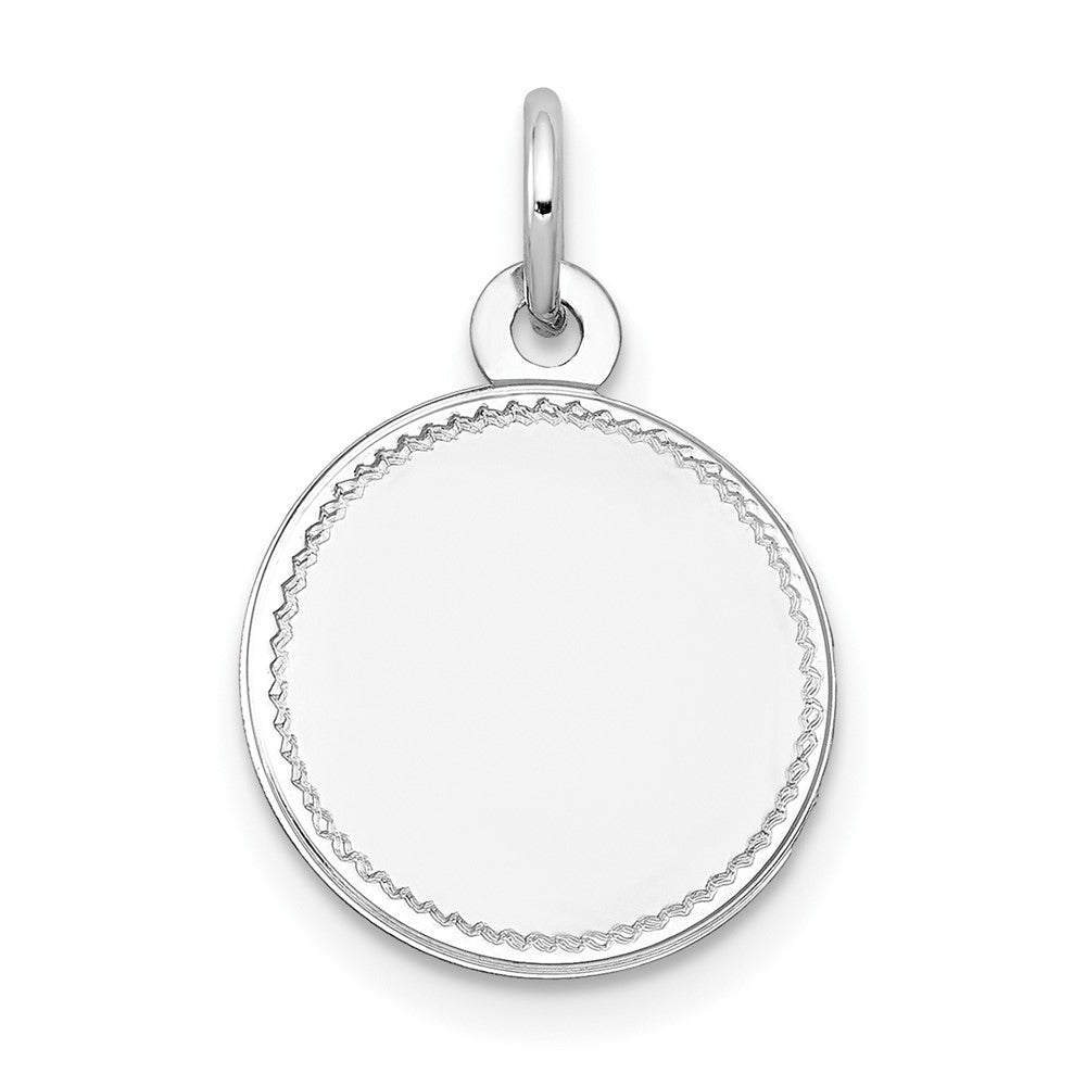 14k White Gold Plain .018 Gauge Round Disc Engravable Charm Pendant Jewelry Gifts (Length 0.74" Width 0.51")