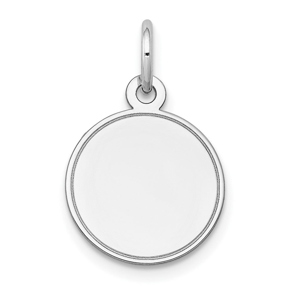 14k White Gold Plain .018 Gauge Round Disc Engravable Charm Pendant Jewelry Gifts (Length 0.78" Width 0.51")