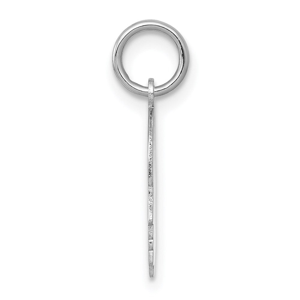 14k White Gold Plain Small.011 Depth Facing Right BoyEngravable Charm Pendant Jewelry Gifts (Length 0.7" Width 0.39")