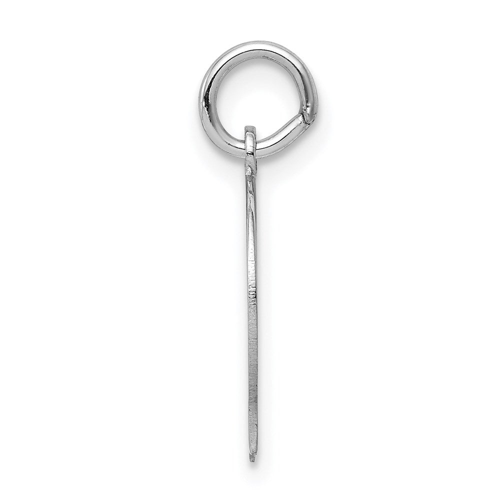14k White Gold Plain Small.011 Depth Facing Left BoyEngravable Charm Pendant Jewelry Gifts (Length 0.7" Width 0.39")