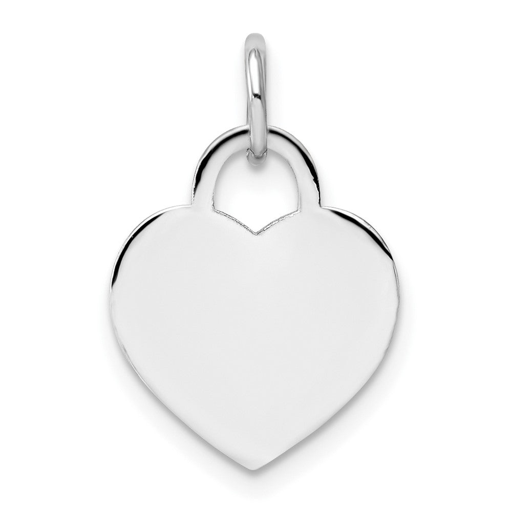 14k White Gold Small HeartEngravable Charm Pendant Jewelry Gifts (Length 0.74" Width 0.47")