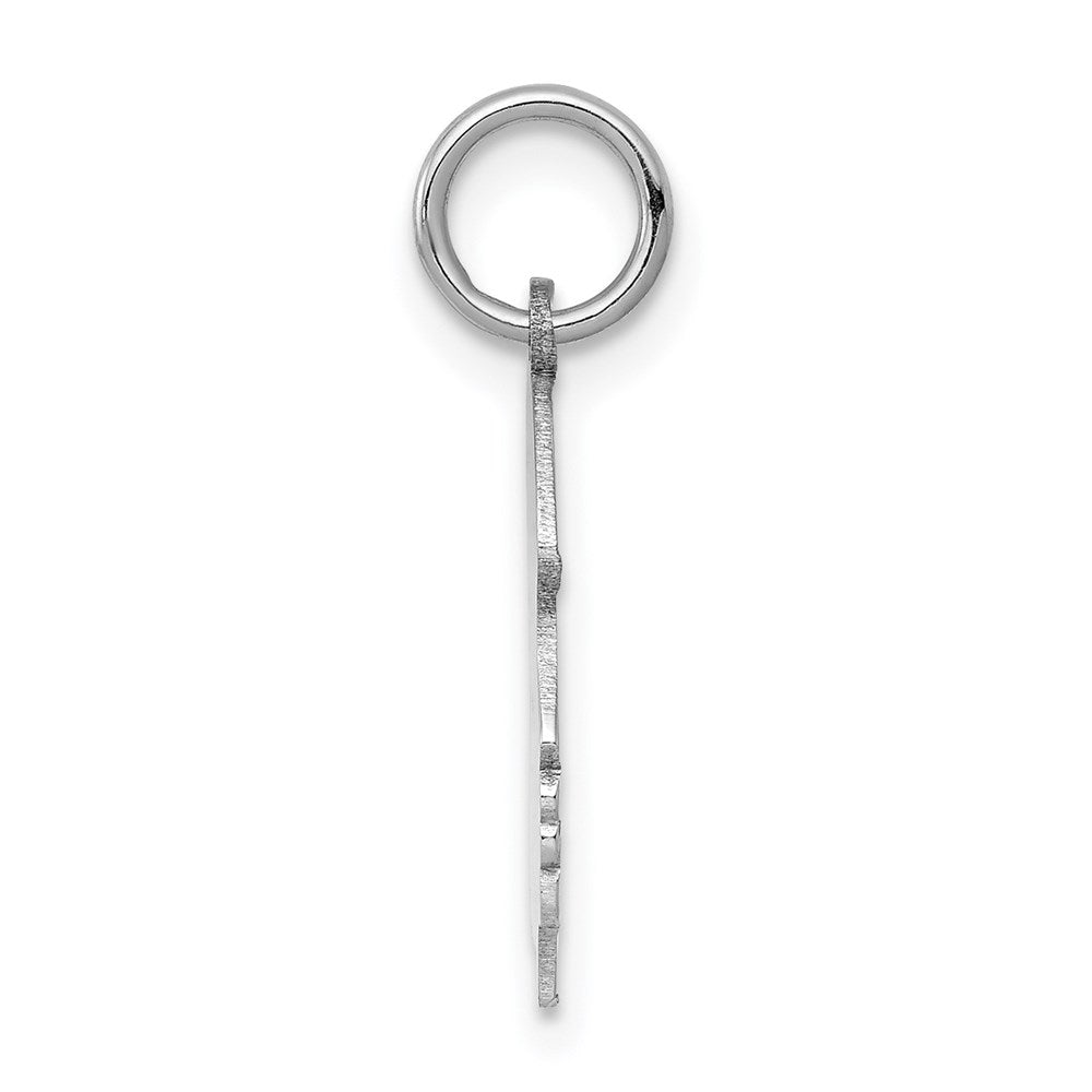 14k White Gold Plain Medium.027 Depth Facing Right GirlEngravable Charm Pendant Jewelry Gifts (Length 0.86" Width 0.51")