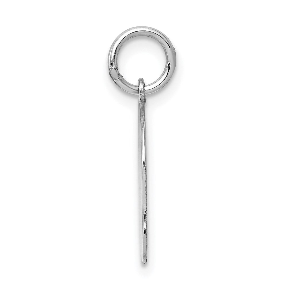14k White Gold Plain Medium.013 Depth Facing Left GirlEngravable Charm Pendant Jewelry Gifts (Length 0.86" Width 0.51")