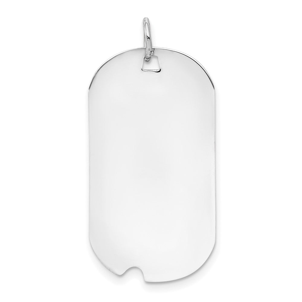 14k White Gold Plain .035 Gauge Dog Tag with Notch Disc Engravable Charm Pendant Jewelry Gifts (Length 1.29" Width 0.62")