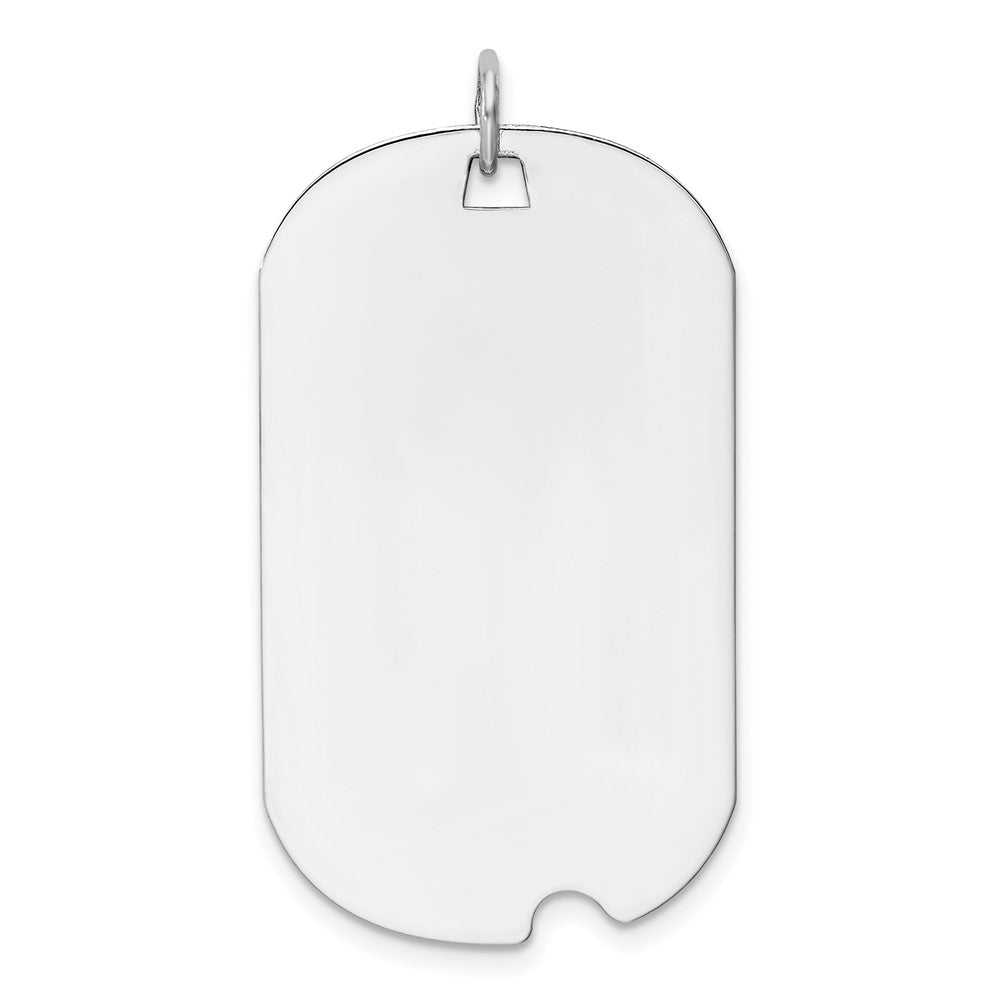 14k White Gold Plain .027 Gauge Dog Tag with Notch Disc Engravable Charm Pendant Jewelry Gifts (Length 1.52" Width 0.74")