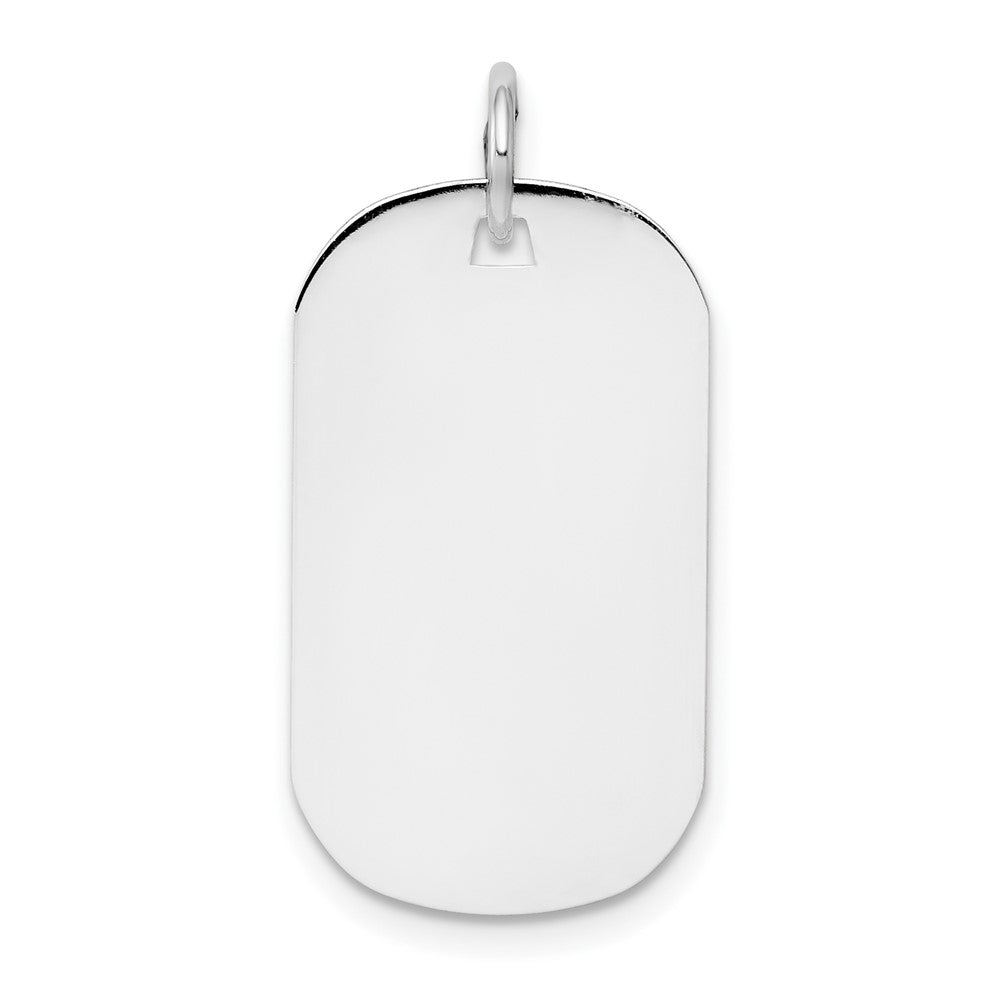 14k White Gold Plain .011 Gauge Dog Tag Disc Engravable Charm Pendant Jewelry Gifts (Length 1.01" Width 0.55")