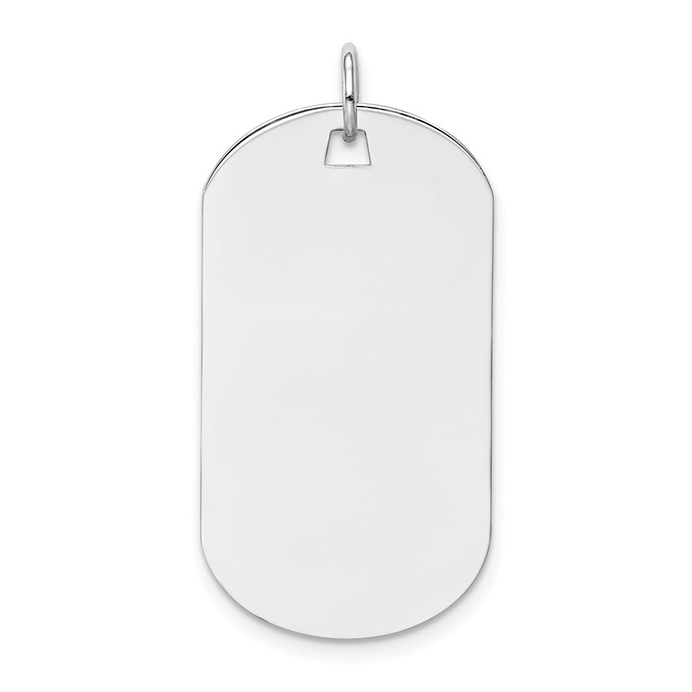 14k White Gold Plain .027 Gauge Dog Tag Disc Engravable Charm Pendant Jewelry Gifts (Length 1.29" Width 0.62")