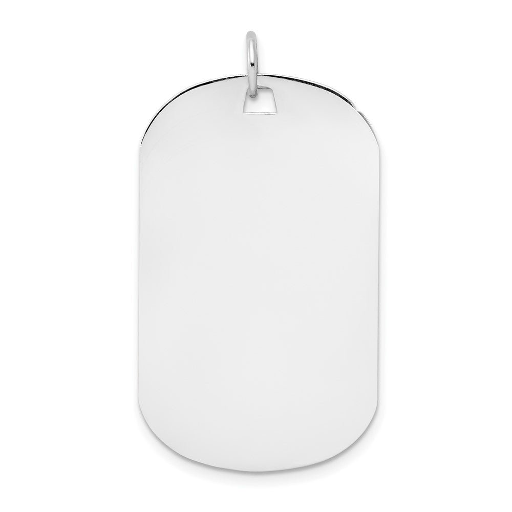 14k White Gold Plain .018 Gauge Dog Tag Disc Engravable Charm Pendant Jewelry Gifts (Length 1.44" Width 0.78")