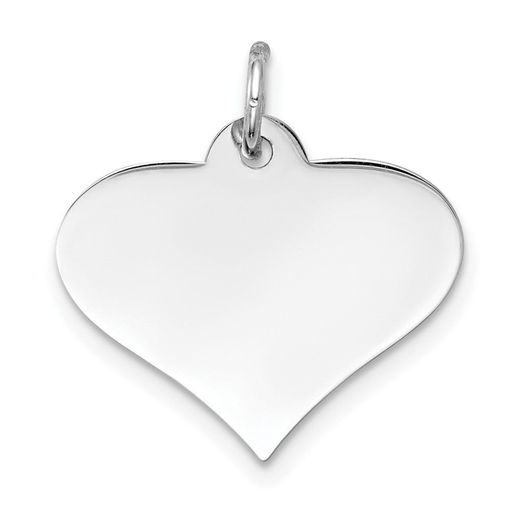 14k White Gold Plain .011 Gauge Heart Disc Engravable Charm Pendant Jewelry Gifts (Length 0.74" Width 0.7")