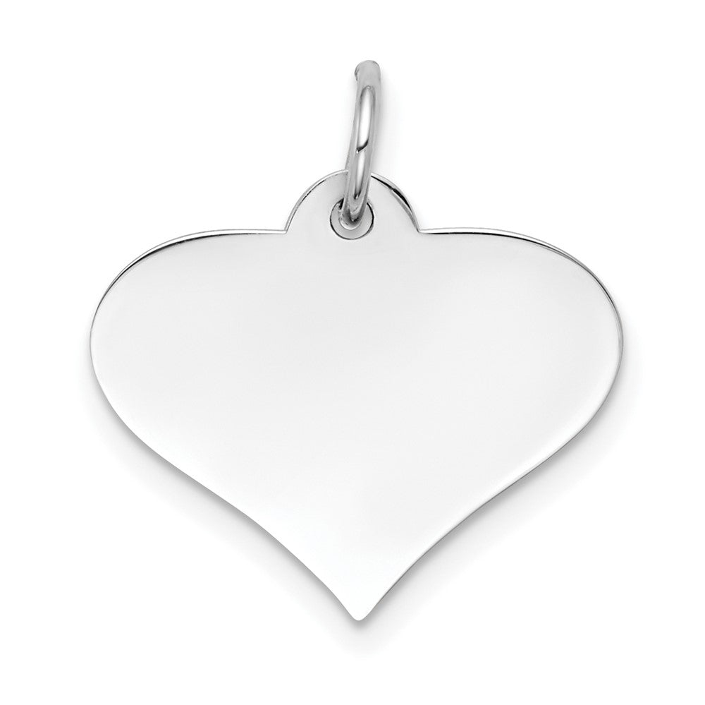 14k White Gold Plain .013 Gauge Heart Disc Engravable Charm Pendant Jewelry Gifts (Length 0.82" Width 0.74")